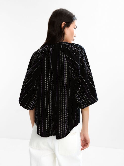 Chemise multicolore avec surpiqûne 100 % coton