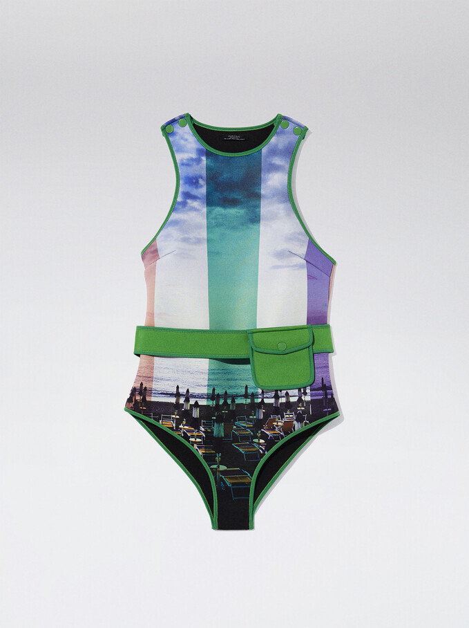 Halter Bathing Suit With Purse, Multicolor, hi-res