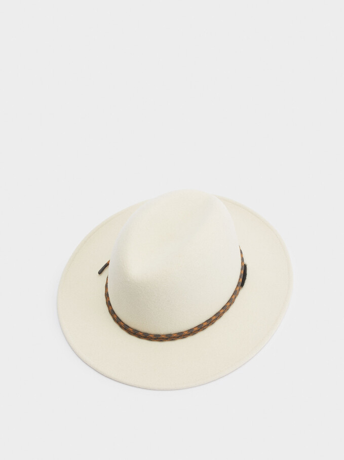 Woollen Hat With Contrast Band, Ecru, hi-res
