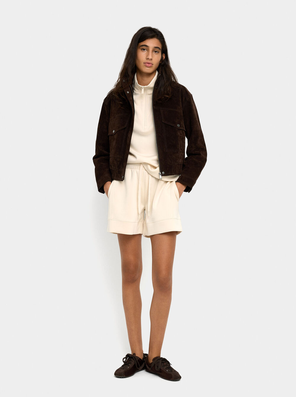 Top with zipper closure soft touch