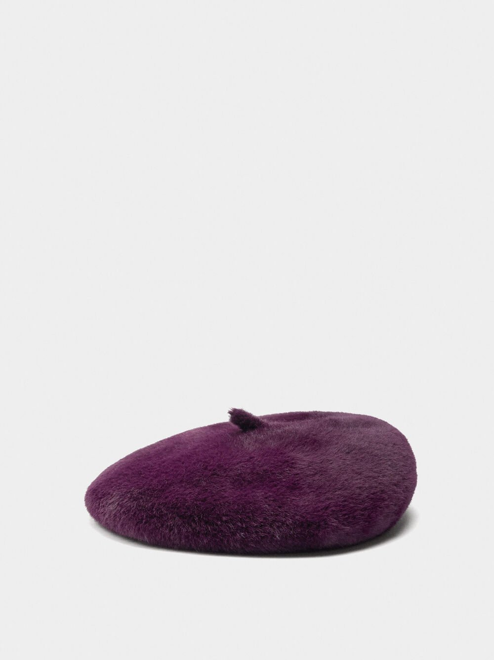 Beret with fur effect