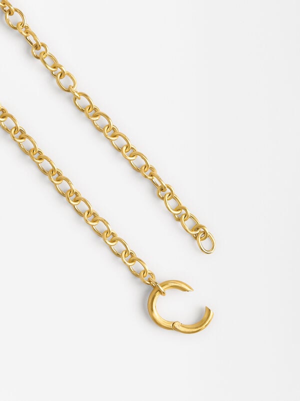 Link necklace with ring gold plated 18k