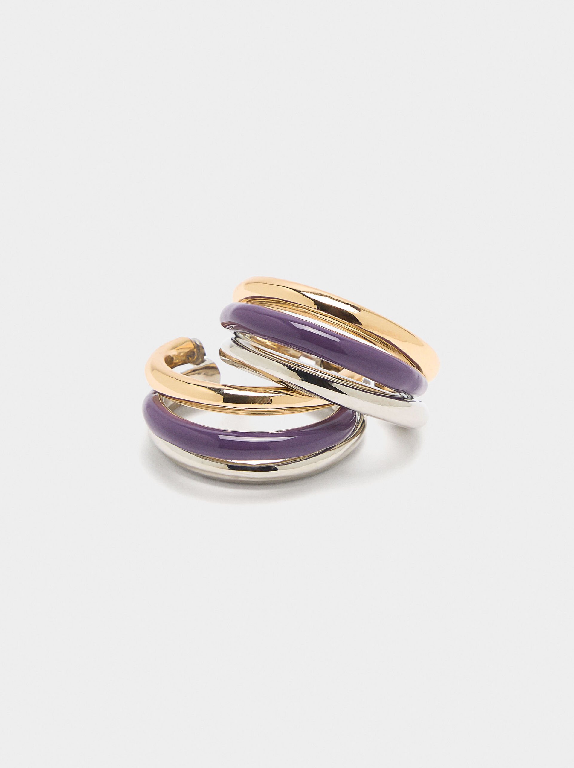 Triple hoop earrings with enamel image number 1.0