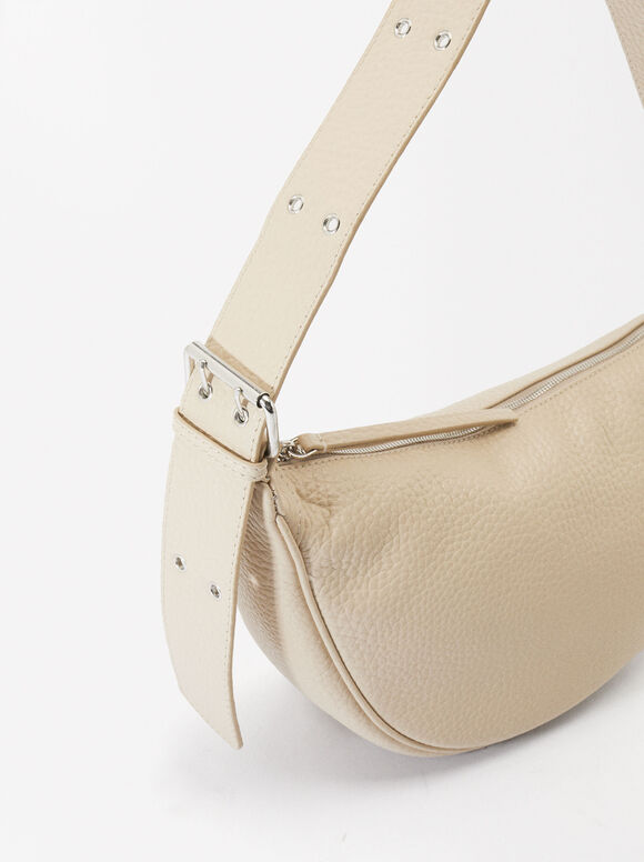 Personalized Leather Shoulder Bag, Ecru, hi-res