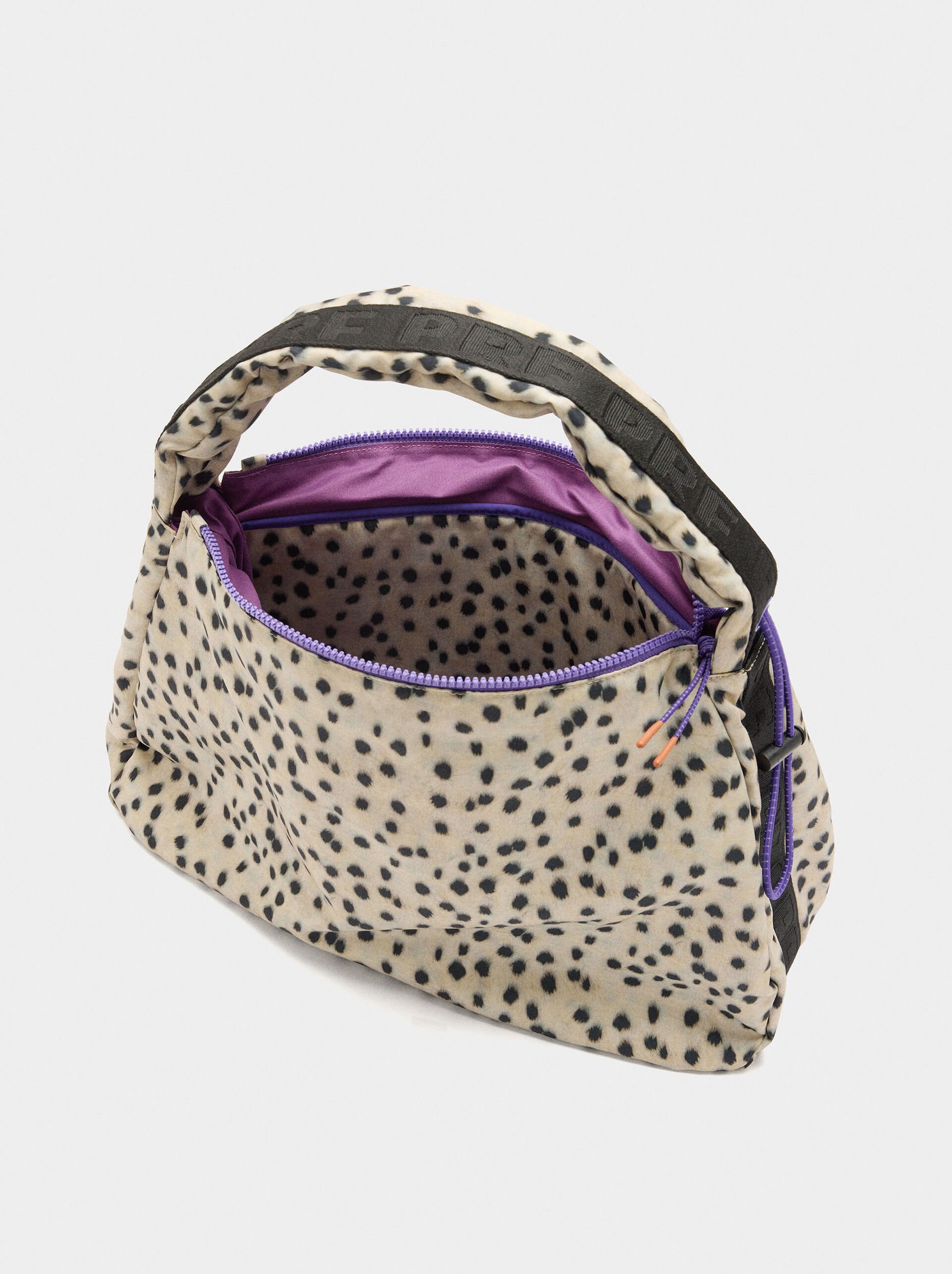 Sac à épaule en nylon imprimé animal image number 4.0