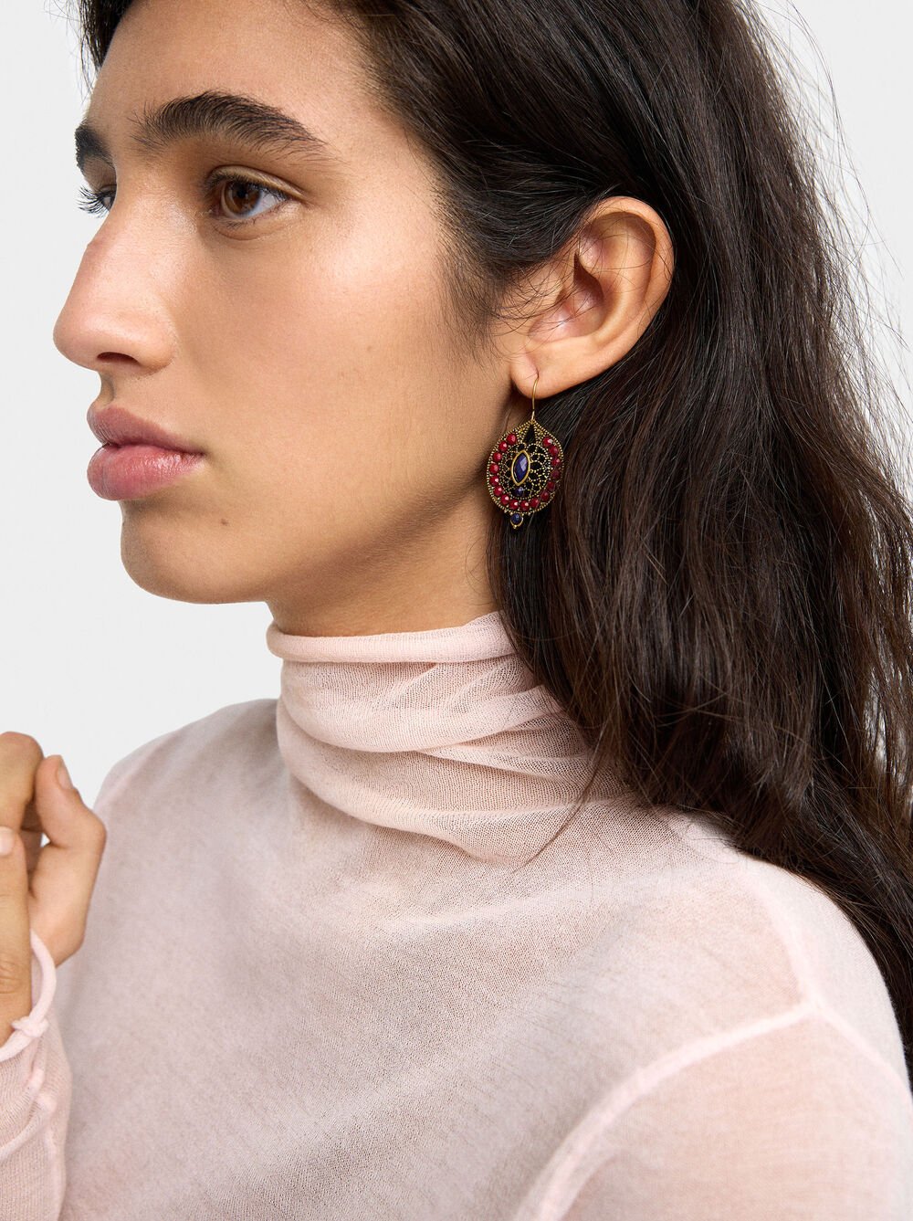 Boucles d'oreilles multicolore en perles