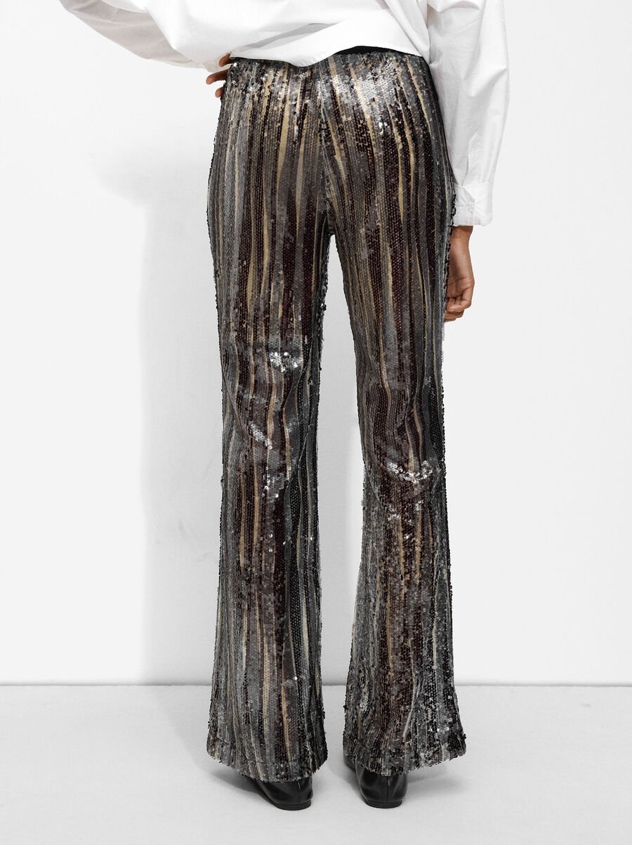Flared trousers with sequins