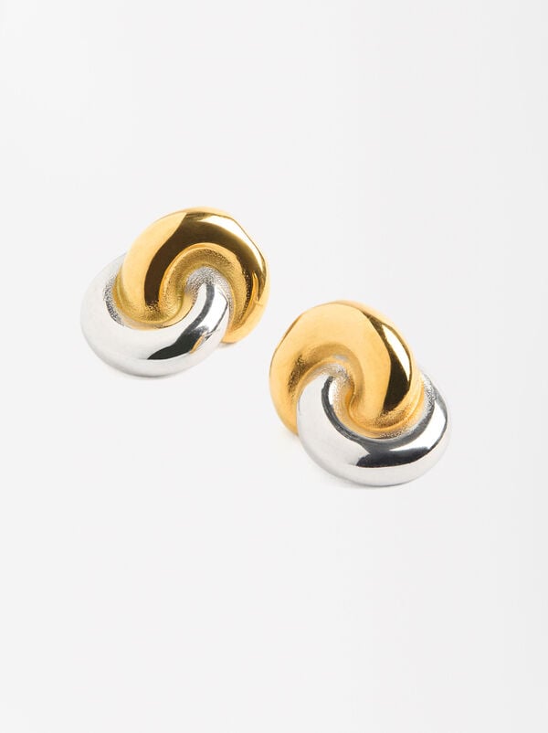 Crossed two-tone earrings - stainless steel