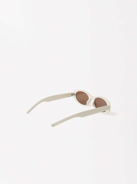 Oval Sunglasses, Beige, hi-res