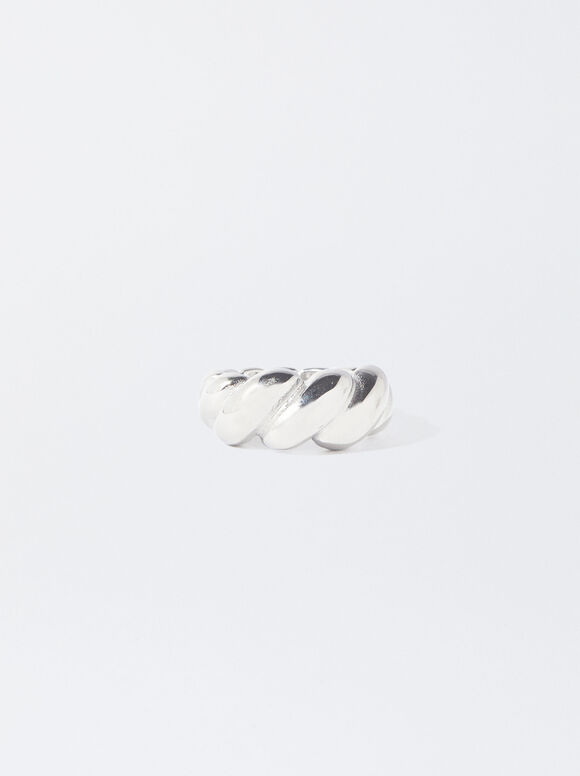 Golden Stainless Steel Ring, Silver, hi-res