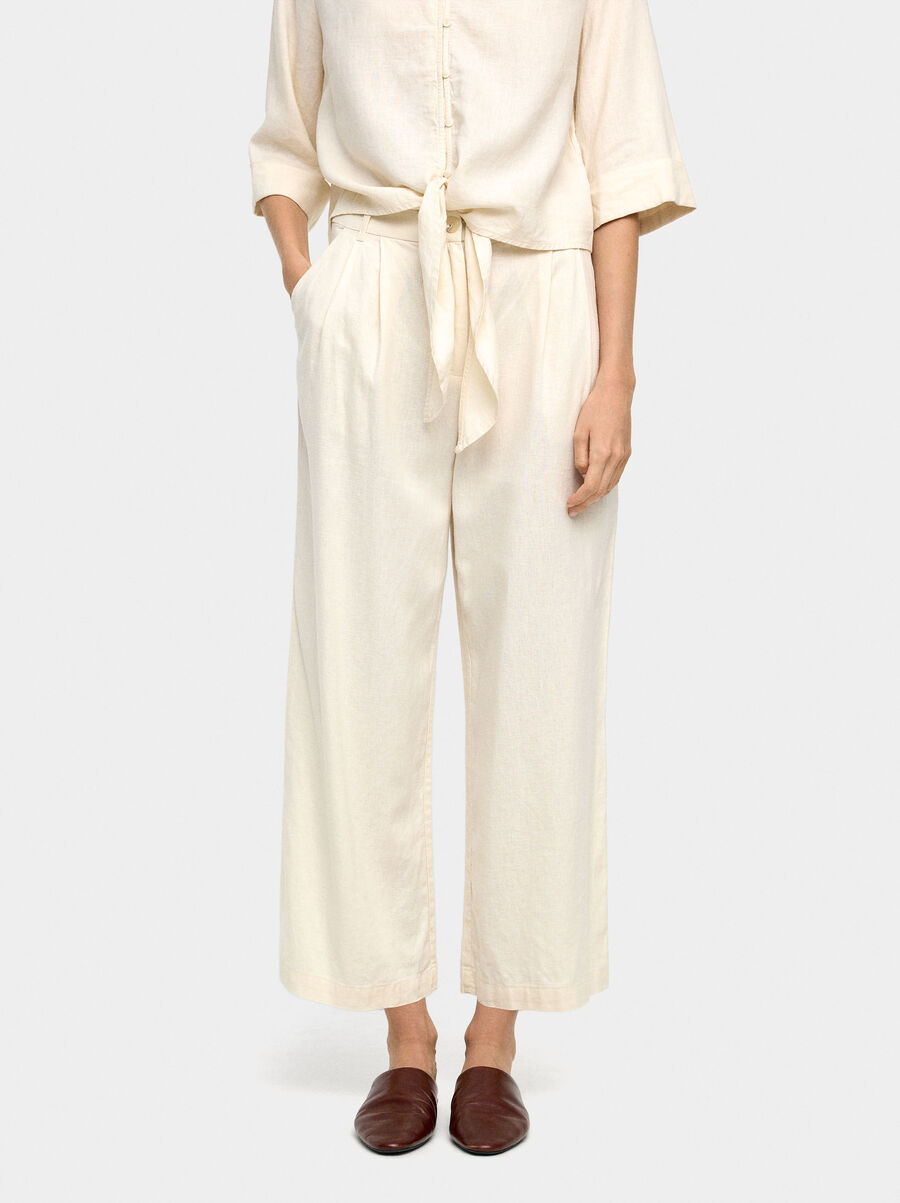 Linen-blend trousers