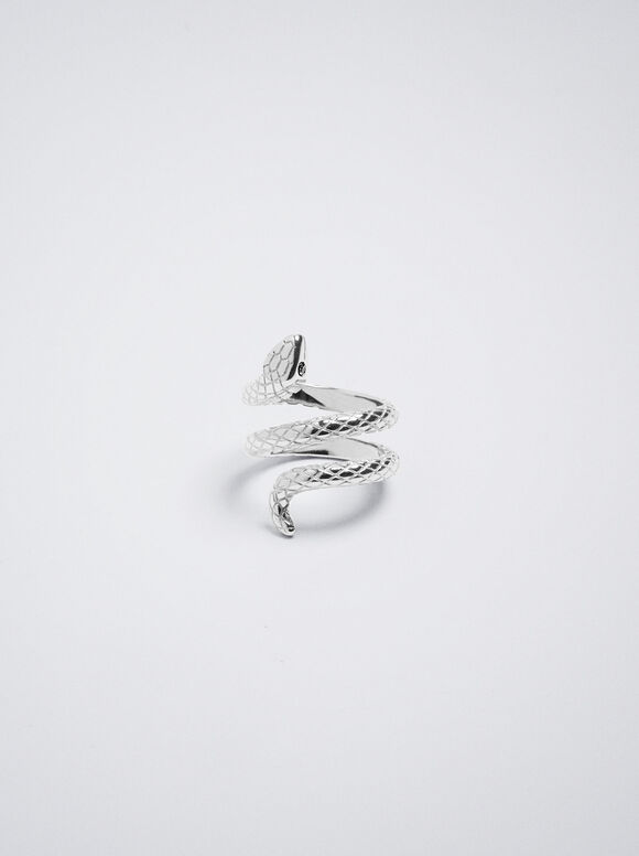 Stainless Steel Ring With Snake, Silver, hi-res