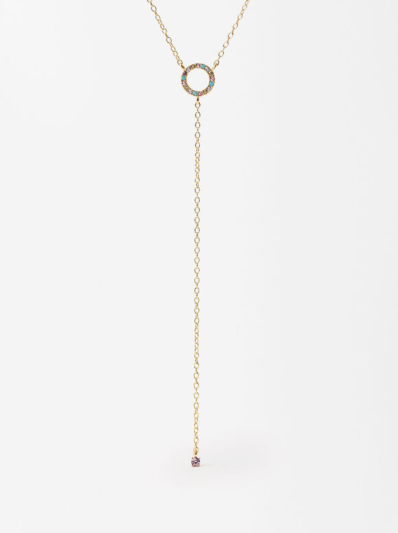 Halskette Aus 925er Silber Mit Zirkonia, Mehrfarbig, hi-res