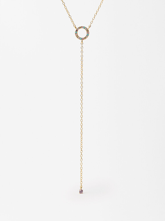 925 Silver Necklace With Zirconia, Multicolor, hi-res