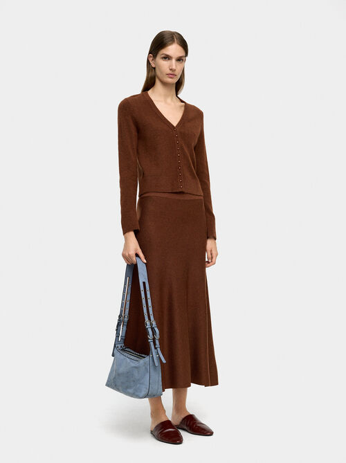 V-neck knit cardigan