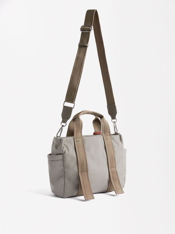 Nylon tote bag with pendant