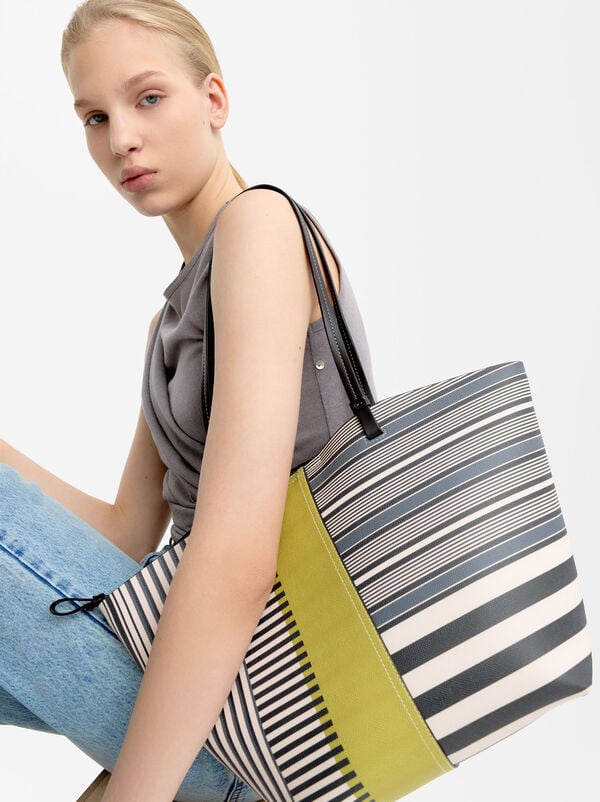 Striped shopper bag