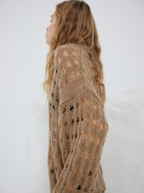 Open Knit Sweater With Wool