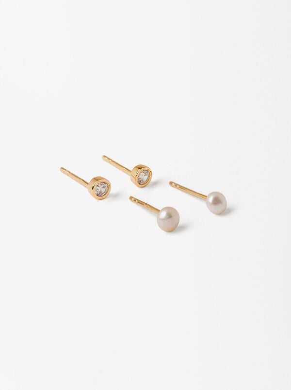 Crystal pearl earring set - sterling silver 925