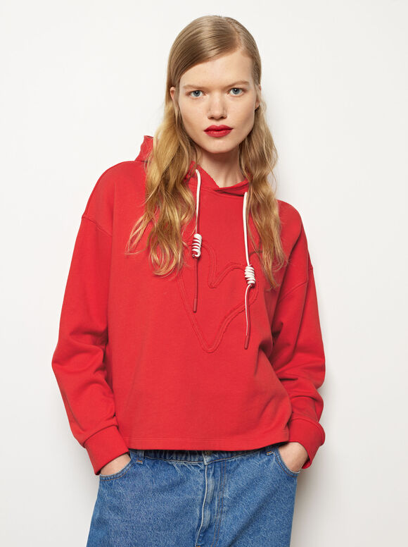 Sweatshirt With Heart, Red, hi-res