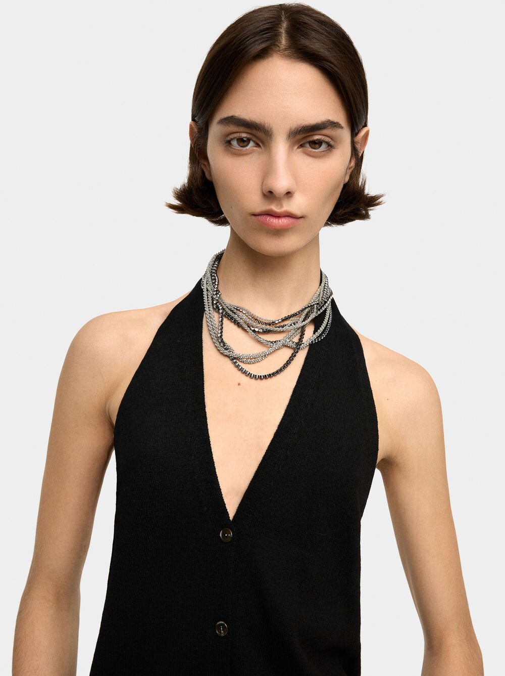 Maxi multiple necklace with crystals