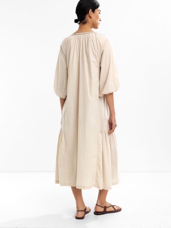 100% cotton embroidered midi dress