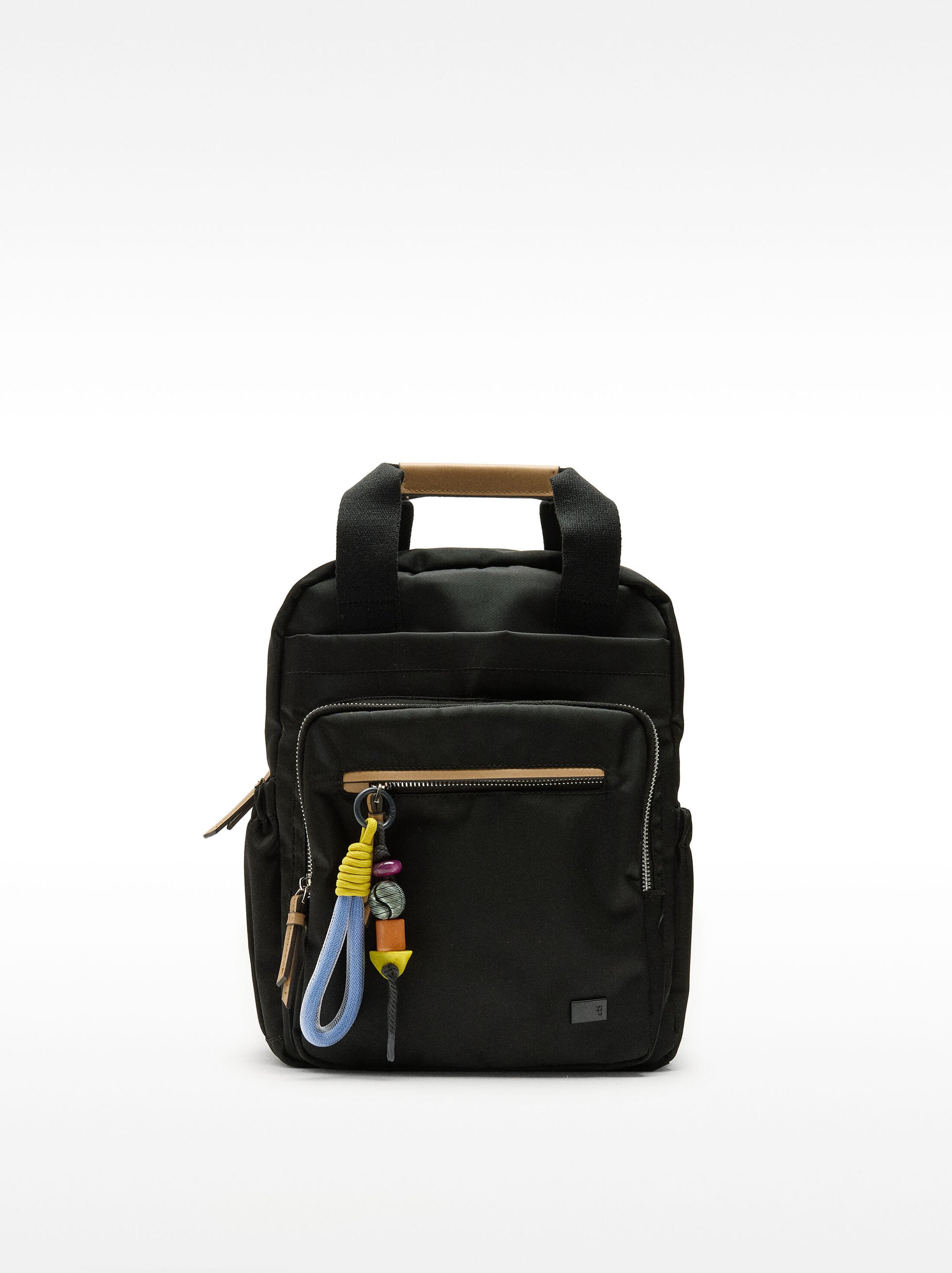 Nylon backpack with pendant image number 1.0