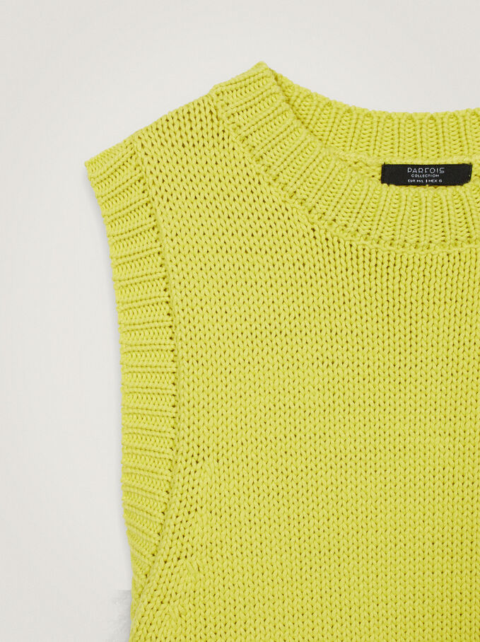 Sleeveless Knitted Dress, Yellow, hi-res