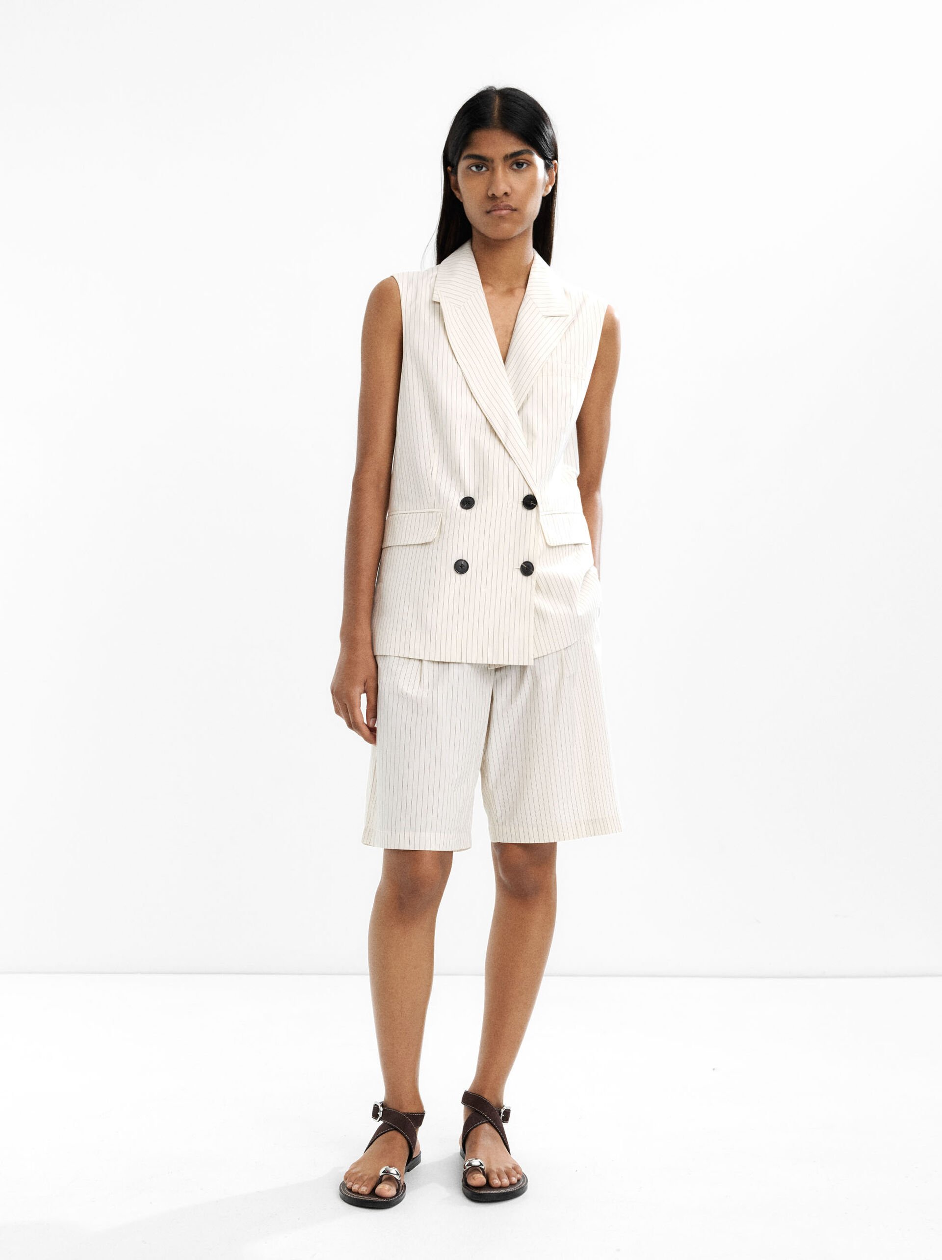 Striped waistcoat with buttons image number 1.0