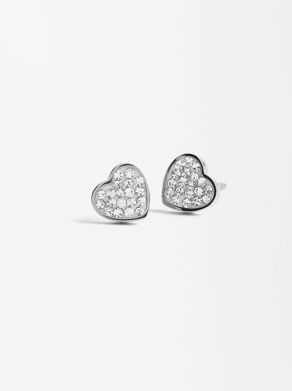 Pendientes de corazón con cristales - Acero inoxidable