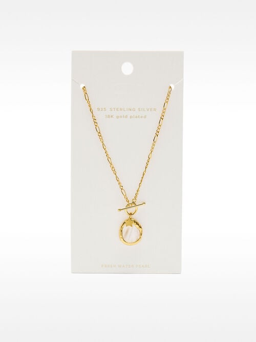 Collana in maglie con pendente perla d'acqua dolce - argento sterling 925
