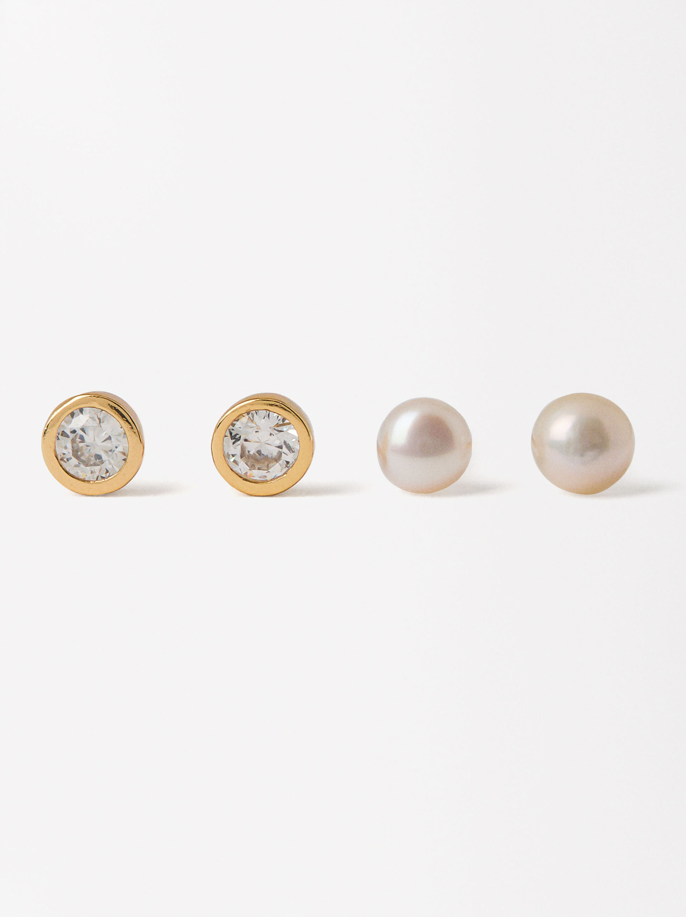 Conjunt d'arracades amb perles de cristall - Argent de llei 925 image number 1.0
