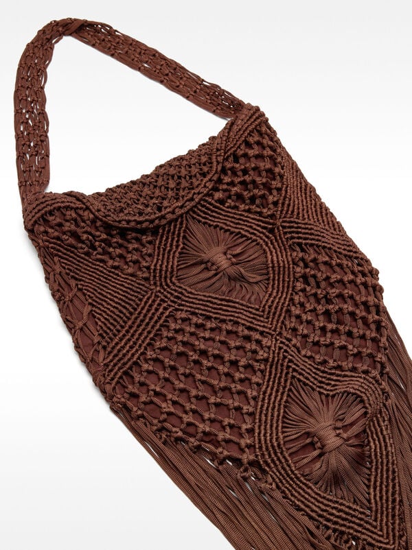 Crochet shoulder bag with fringes