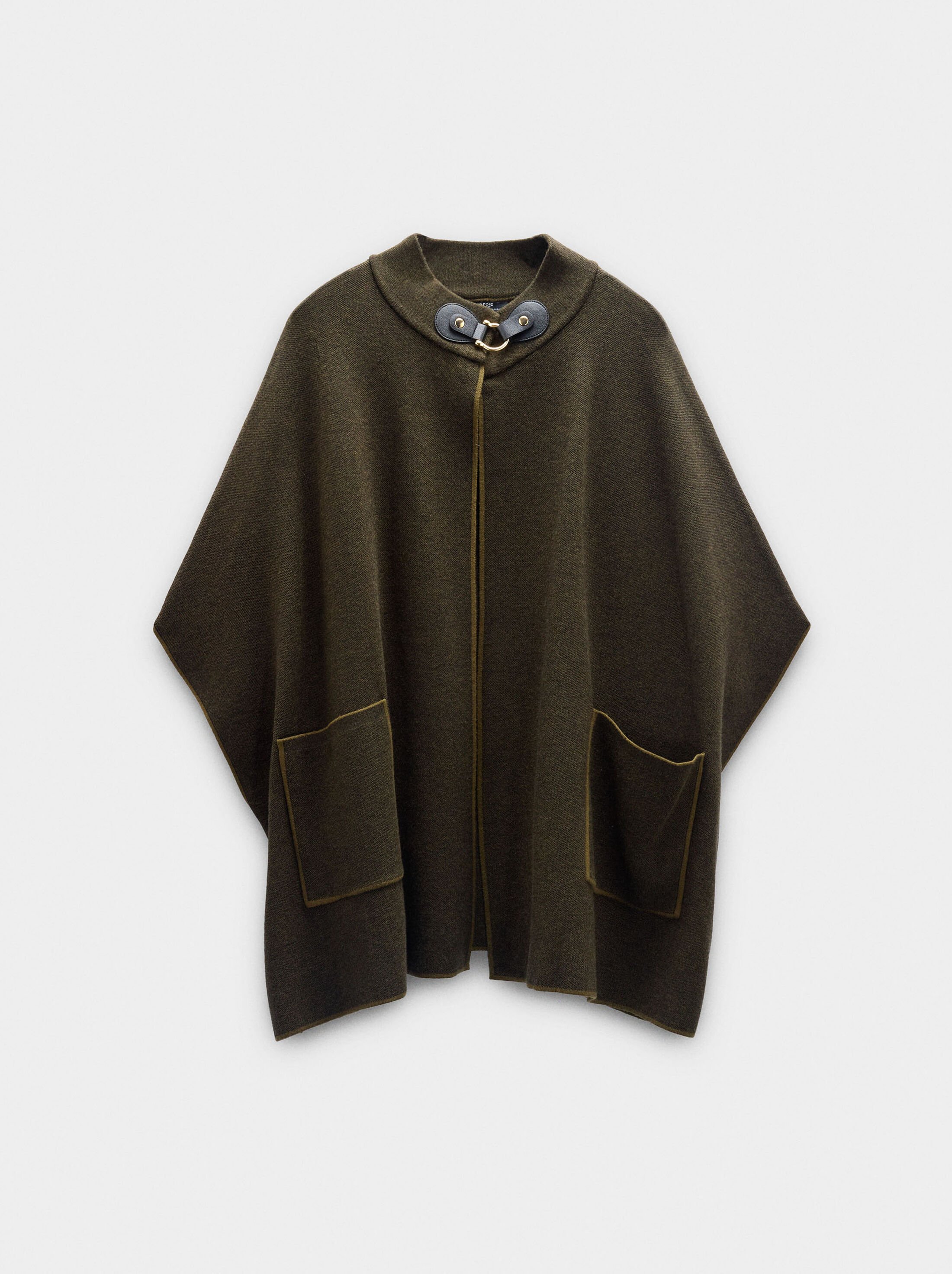 Knitted poncho with stitching detail image number 6.0