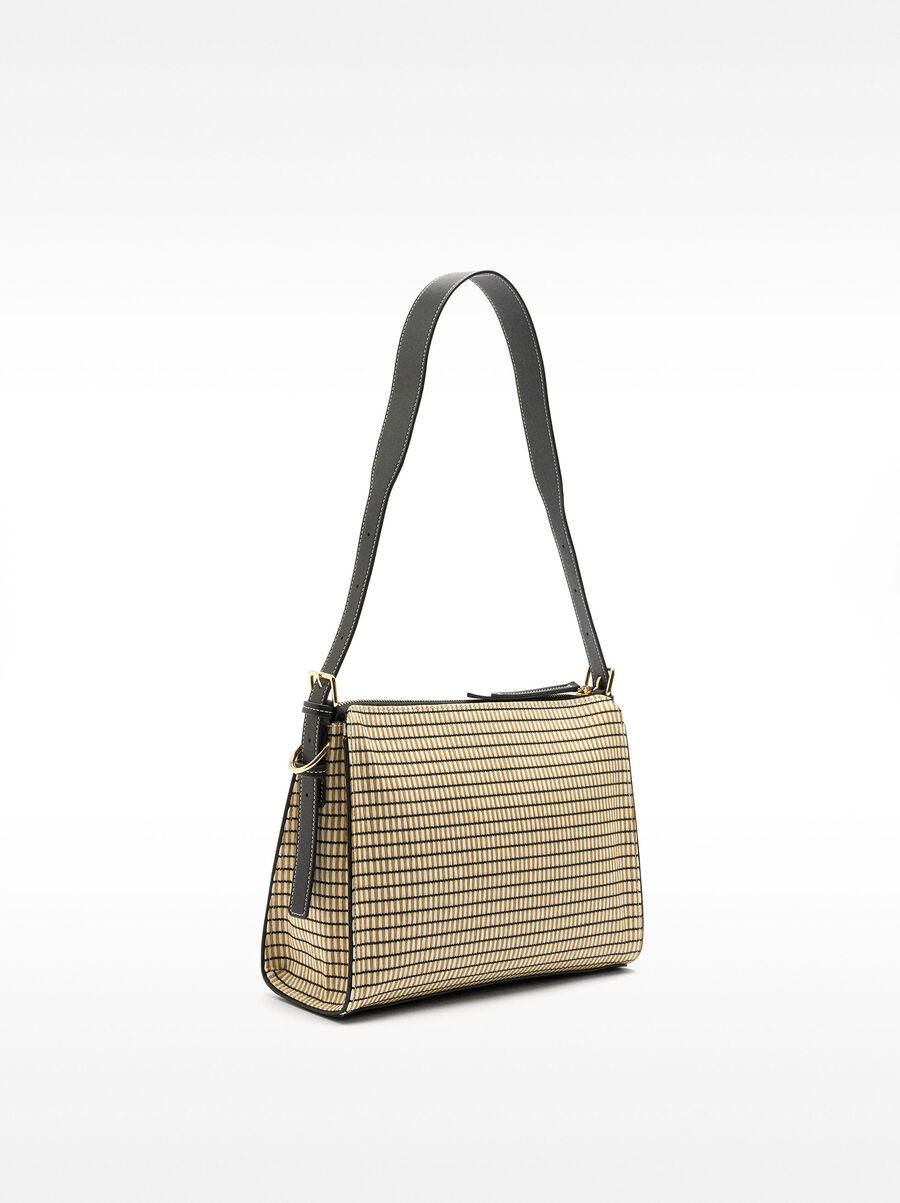 Streifen Raffia Effekt Schultertasche