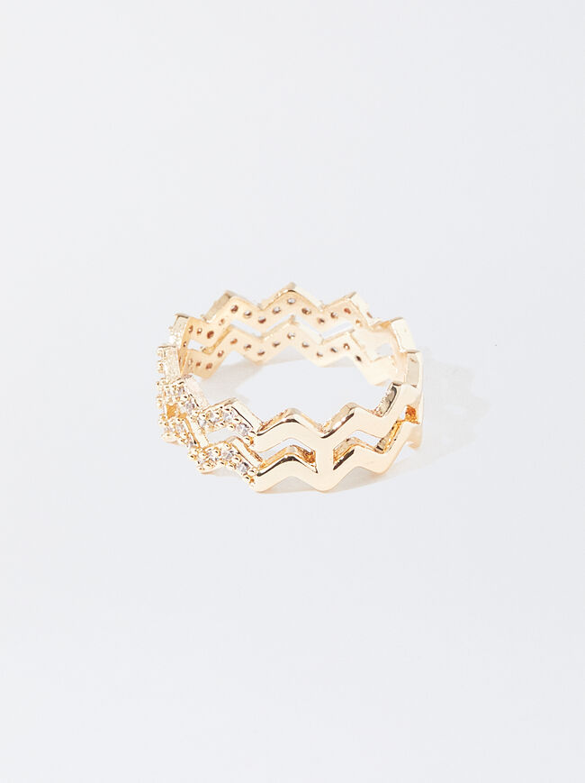 Zig Zag Ring With Crystals image number 2.0