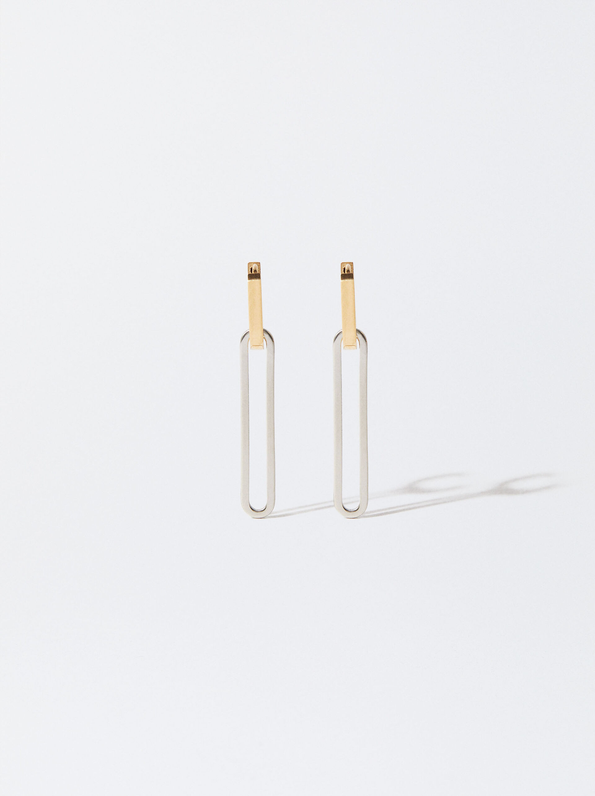 Two-Tone Stainless Steel Earrings image number 0.0