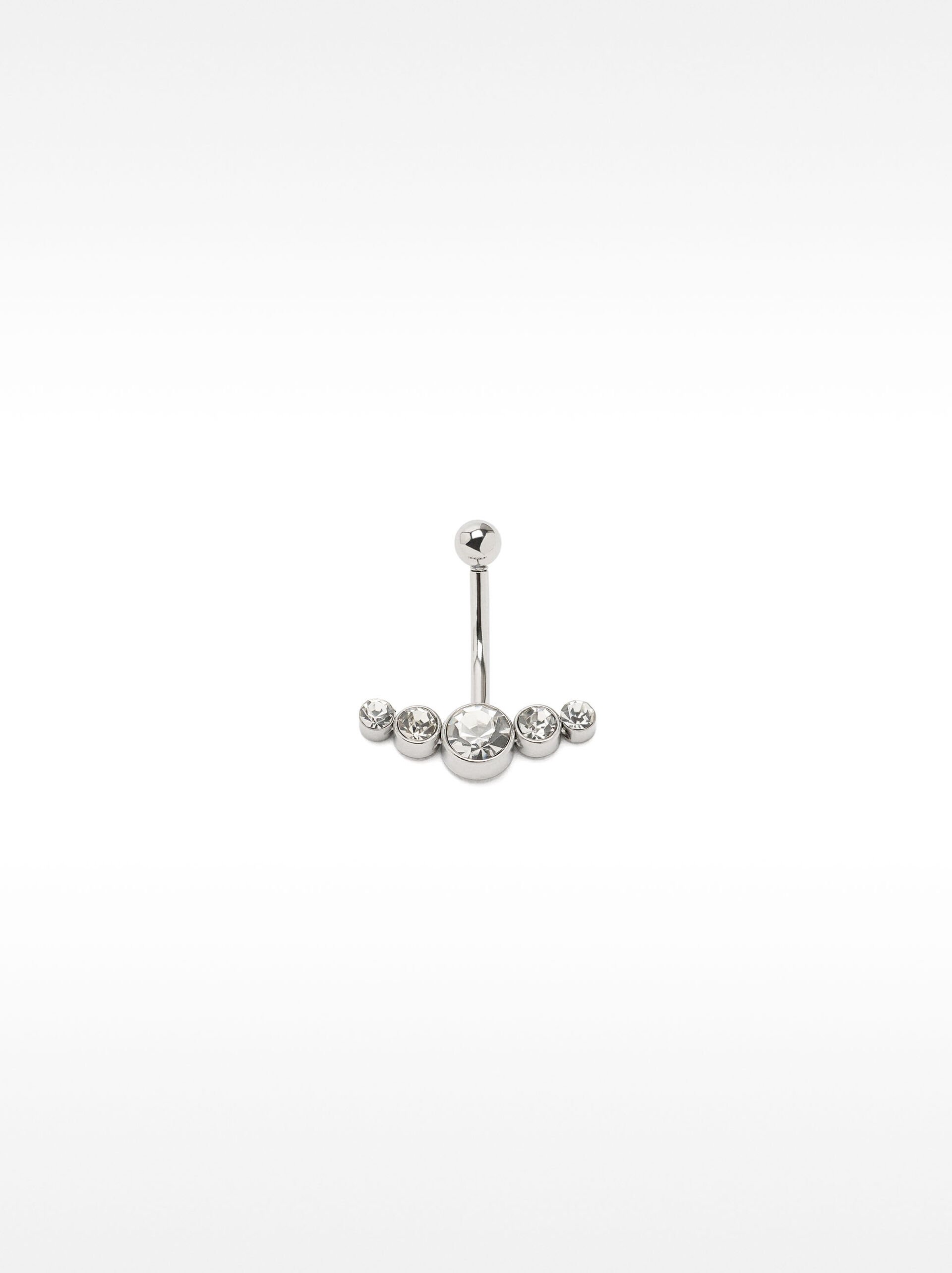 Belly button piercing with crystal circles – stainless steel image number 0.0