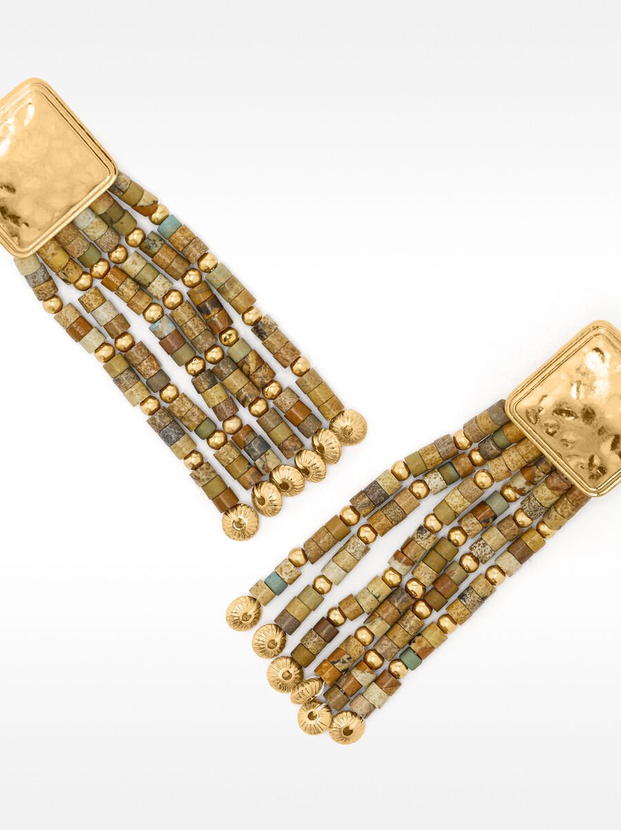 Maxi long earrings with multicolor beads