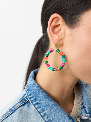 Multicolored Circular Earrings, Multicolor, hi-res