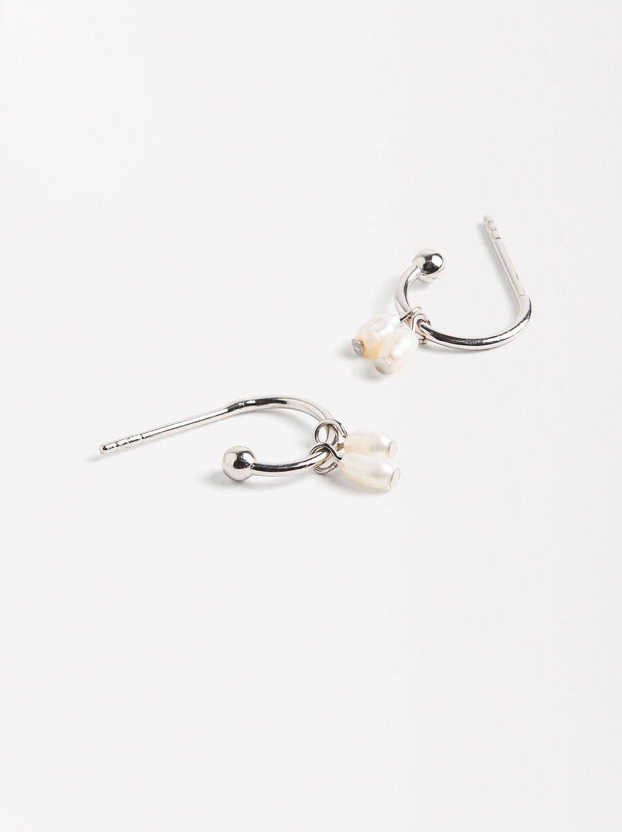 Hoops with pearls - 925 sterling silver