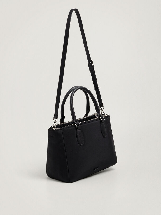 Nylon Bag With Removable Purse, Black, hi-res