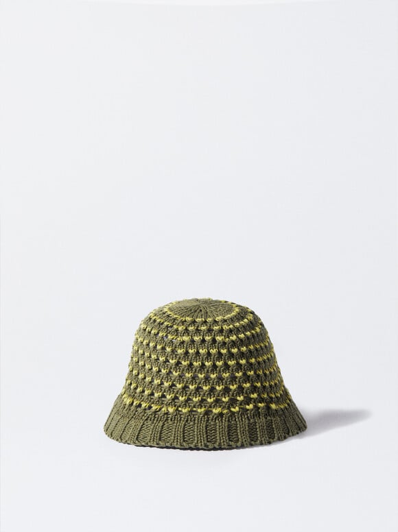 Knitted Bucket Hat, Khaki, hi-res