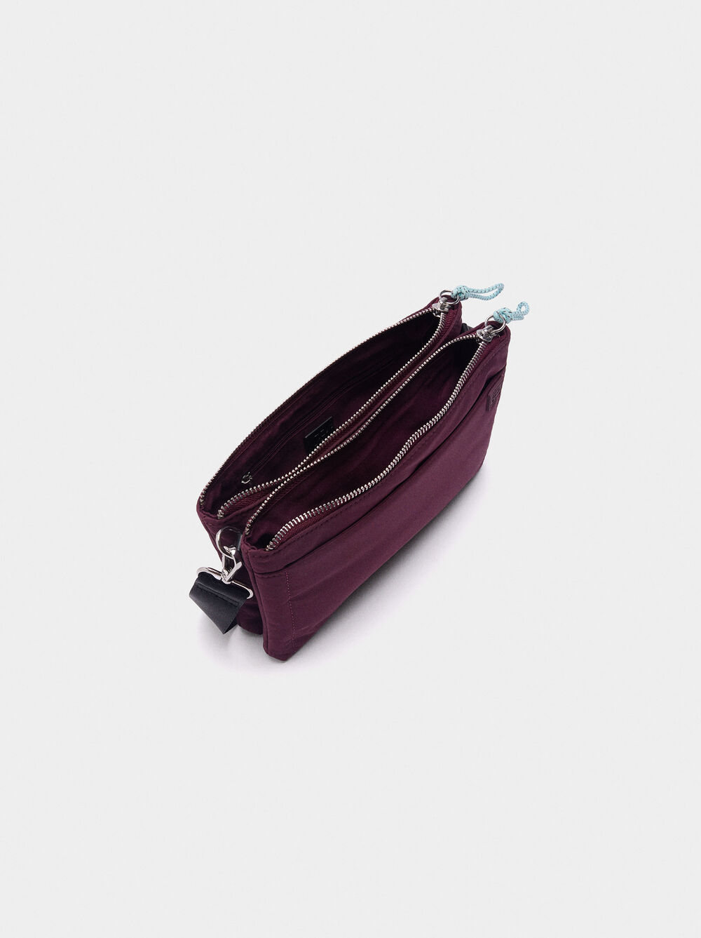 Double crossbody bag in nylon