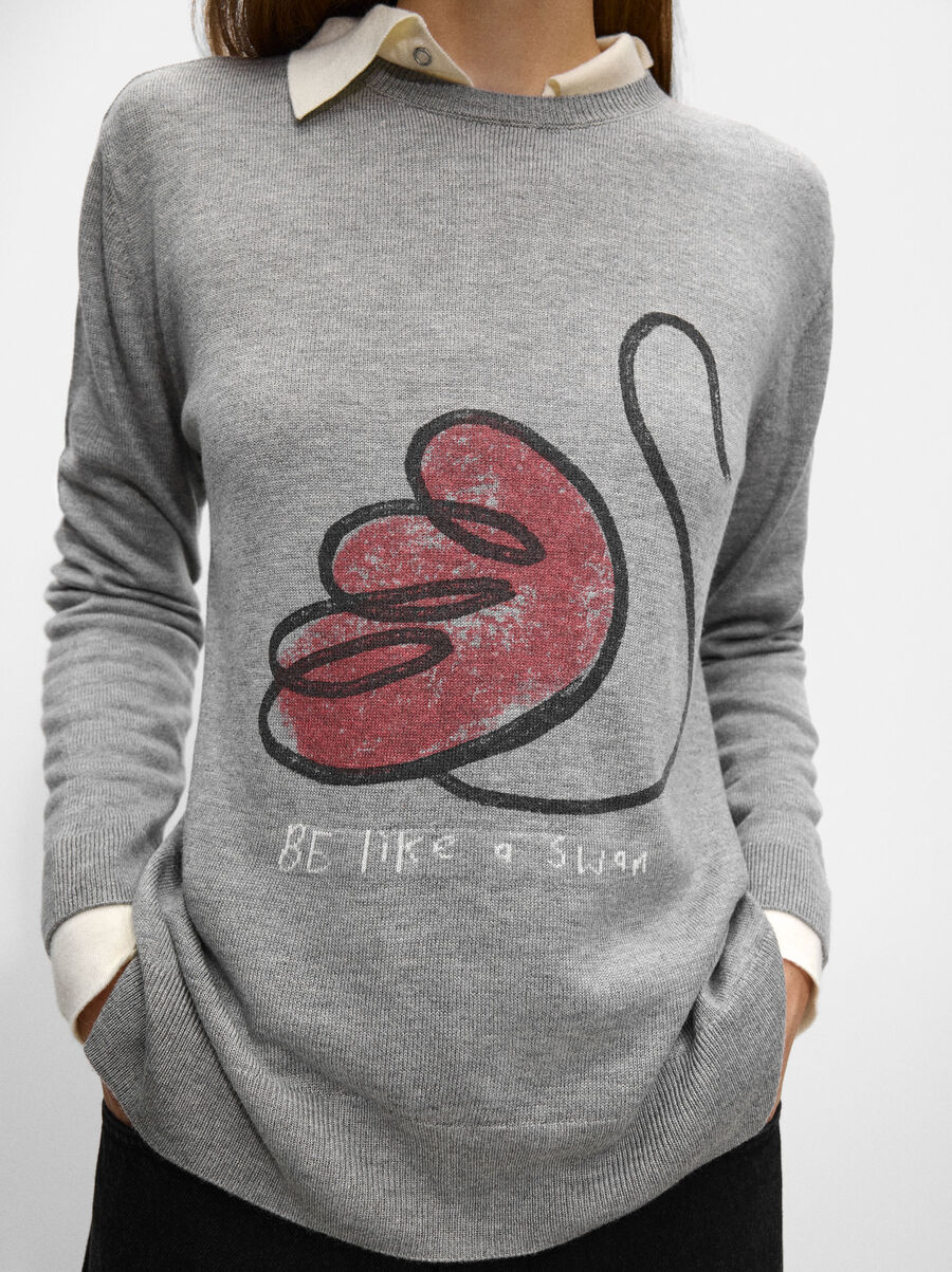 Printed knit sweater