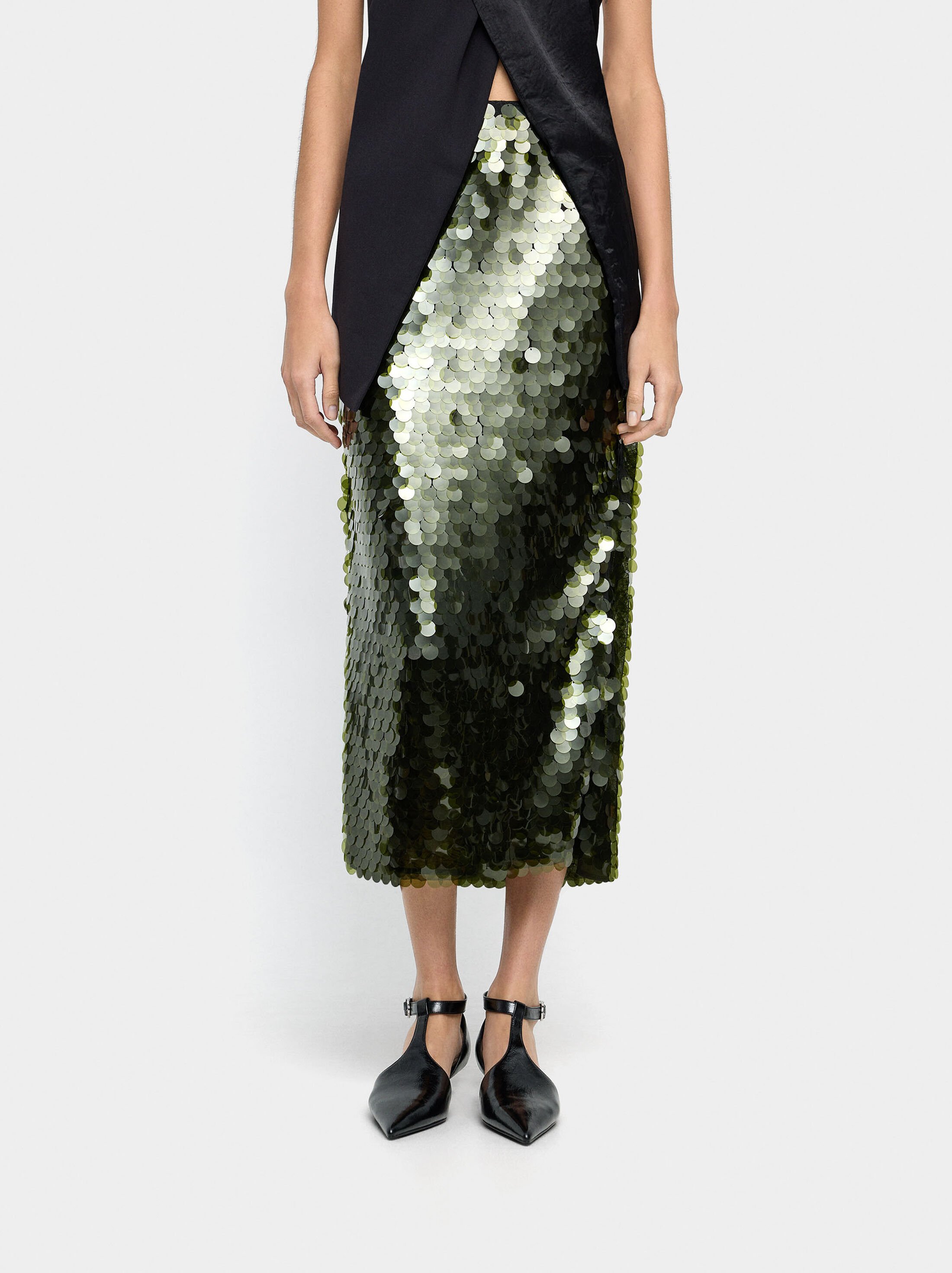 Long skirt with sequins image number 1.0