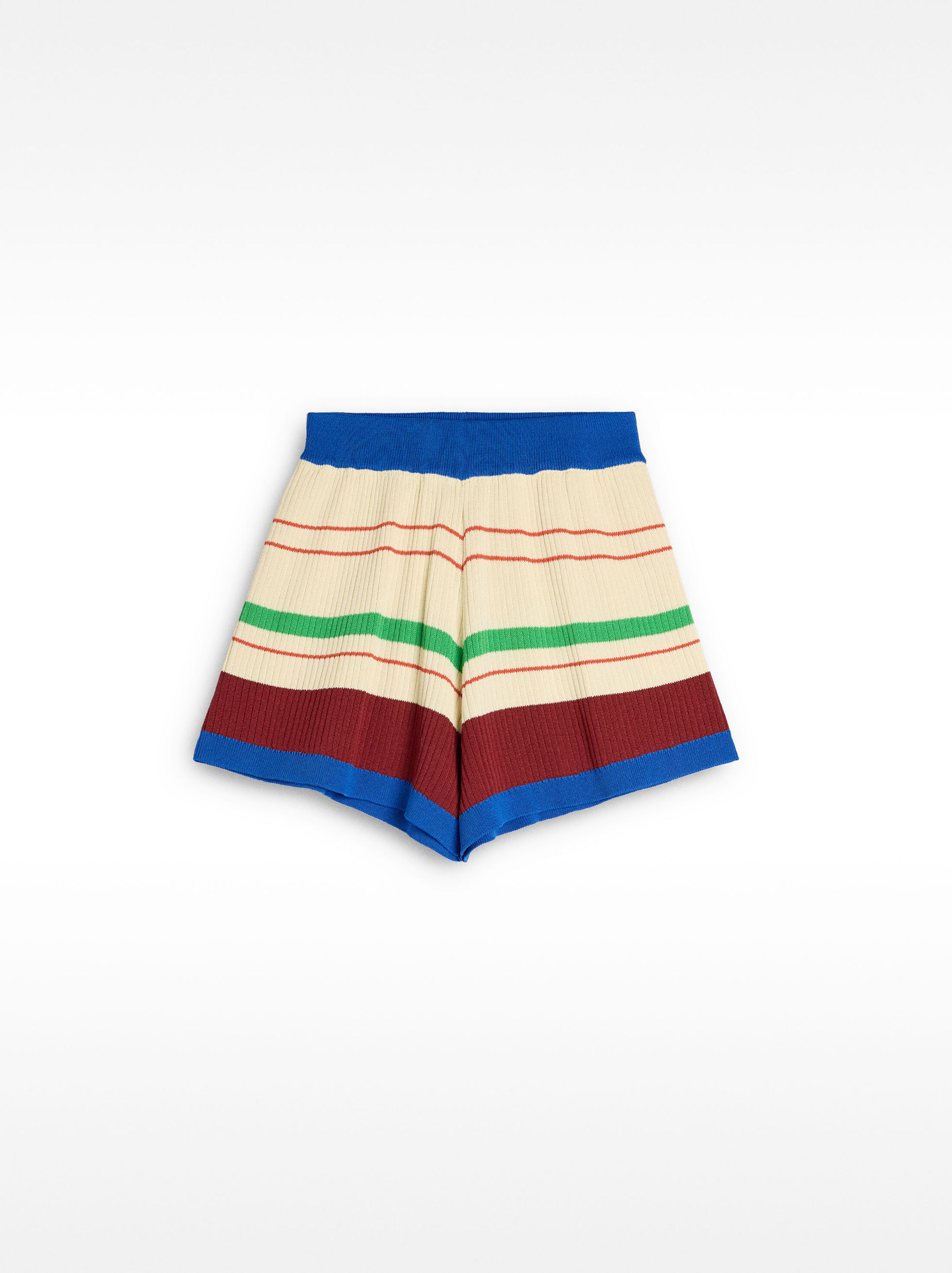 Striped contrast knit shorts image number 4.0