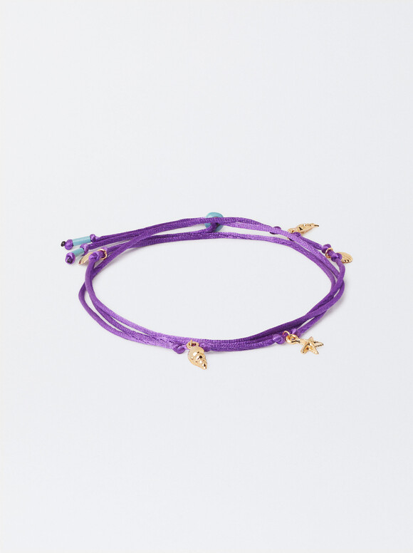 Adjustable Bracelet With Charms, Purple, hi-res