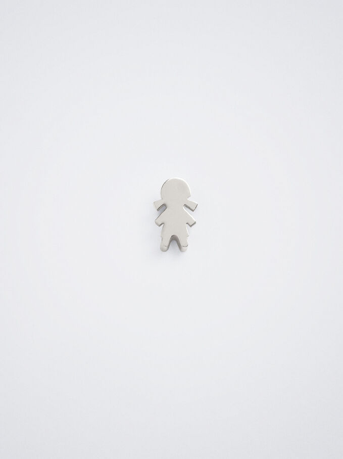 Stainless Steel Girl Charm, Silver, hi-res