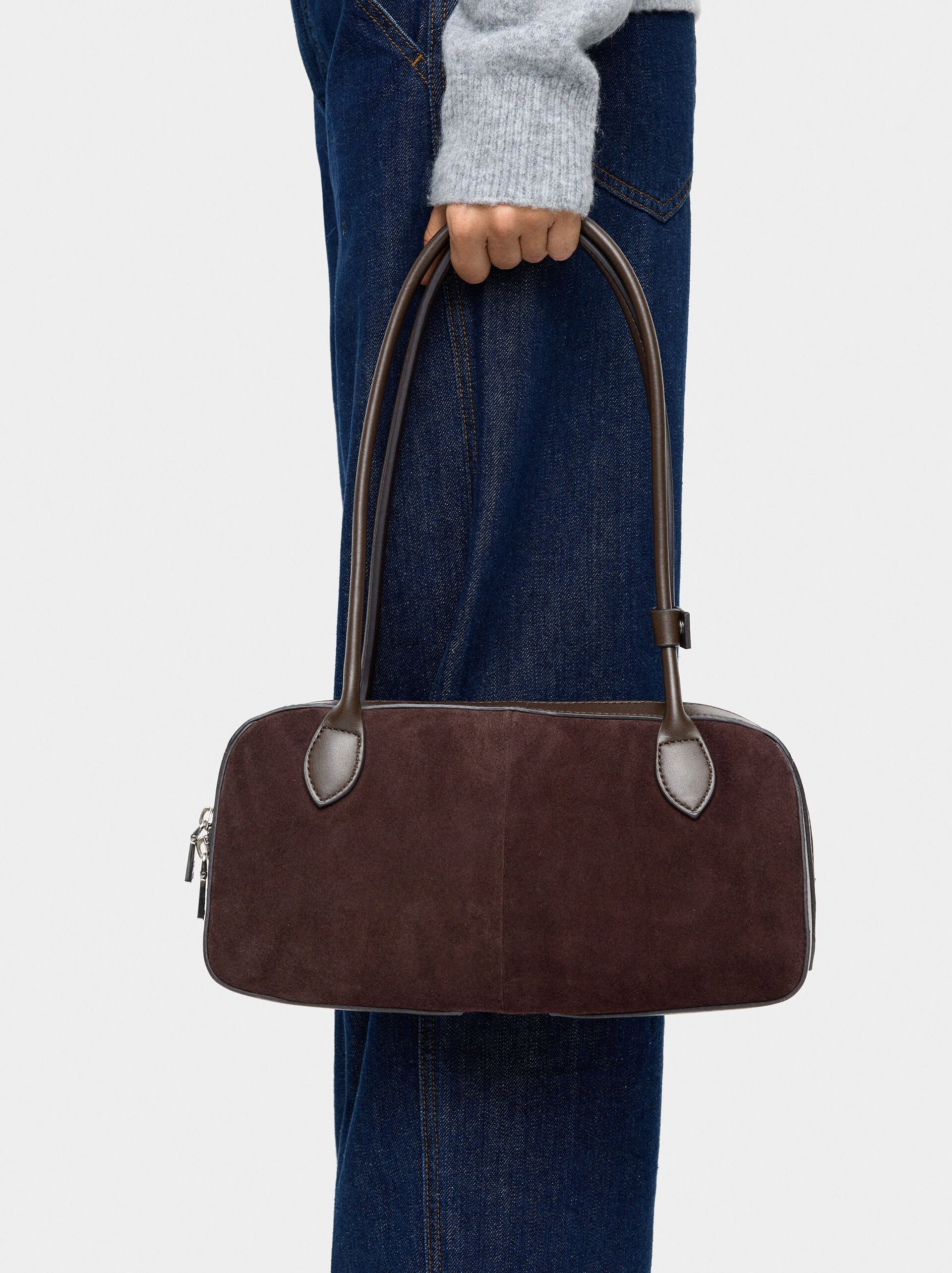 Shoulder bag with leather details image number 1.0